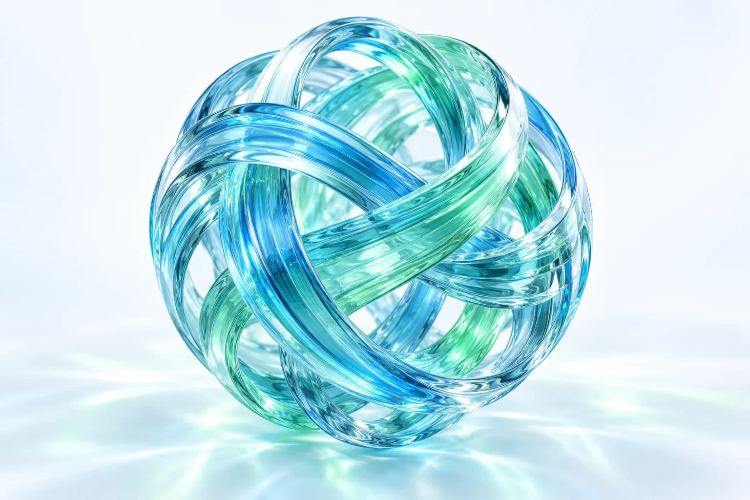 A luminous blue optical core connecting layers of glass