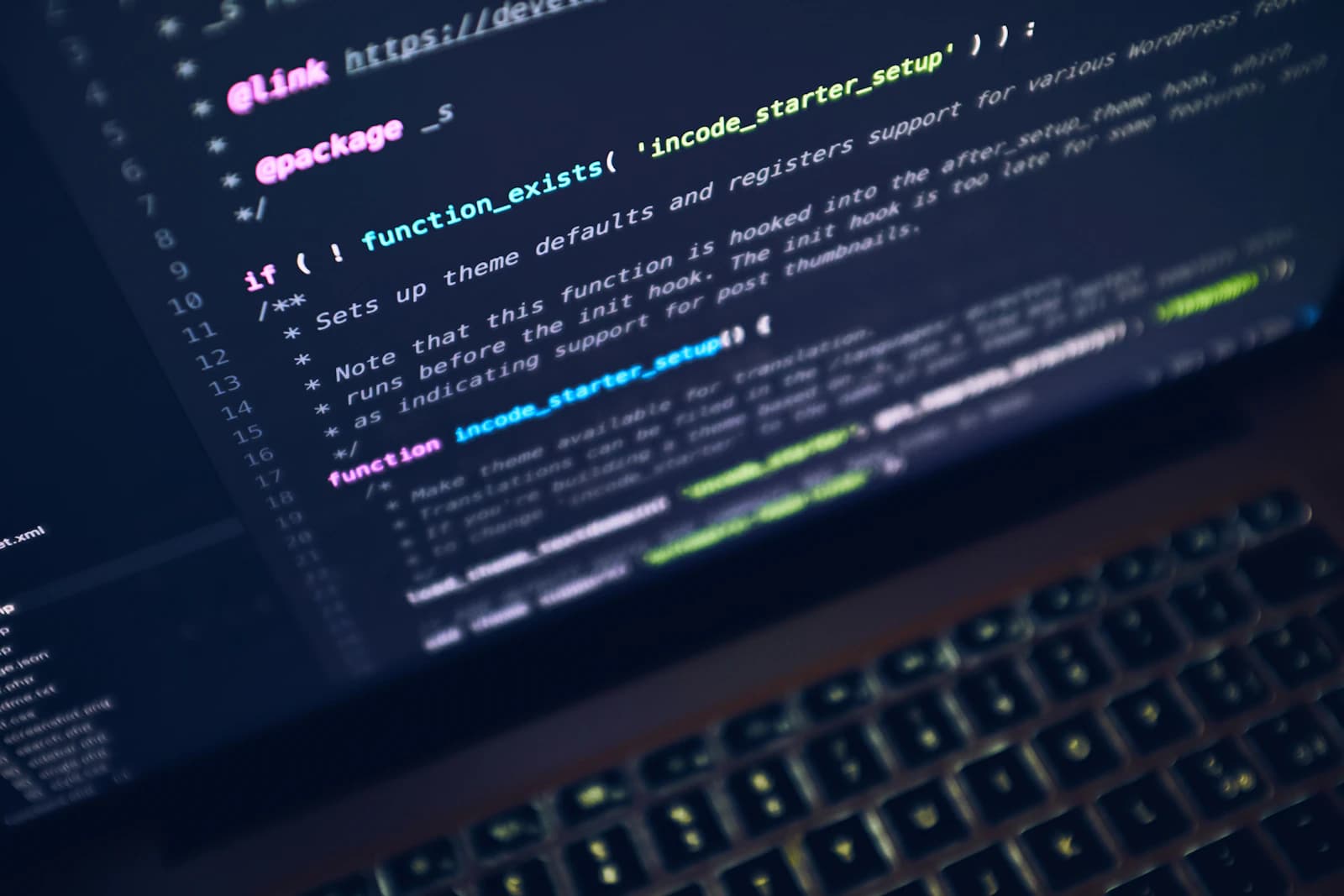 Close-up of code in an editor on a laptop screen
