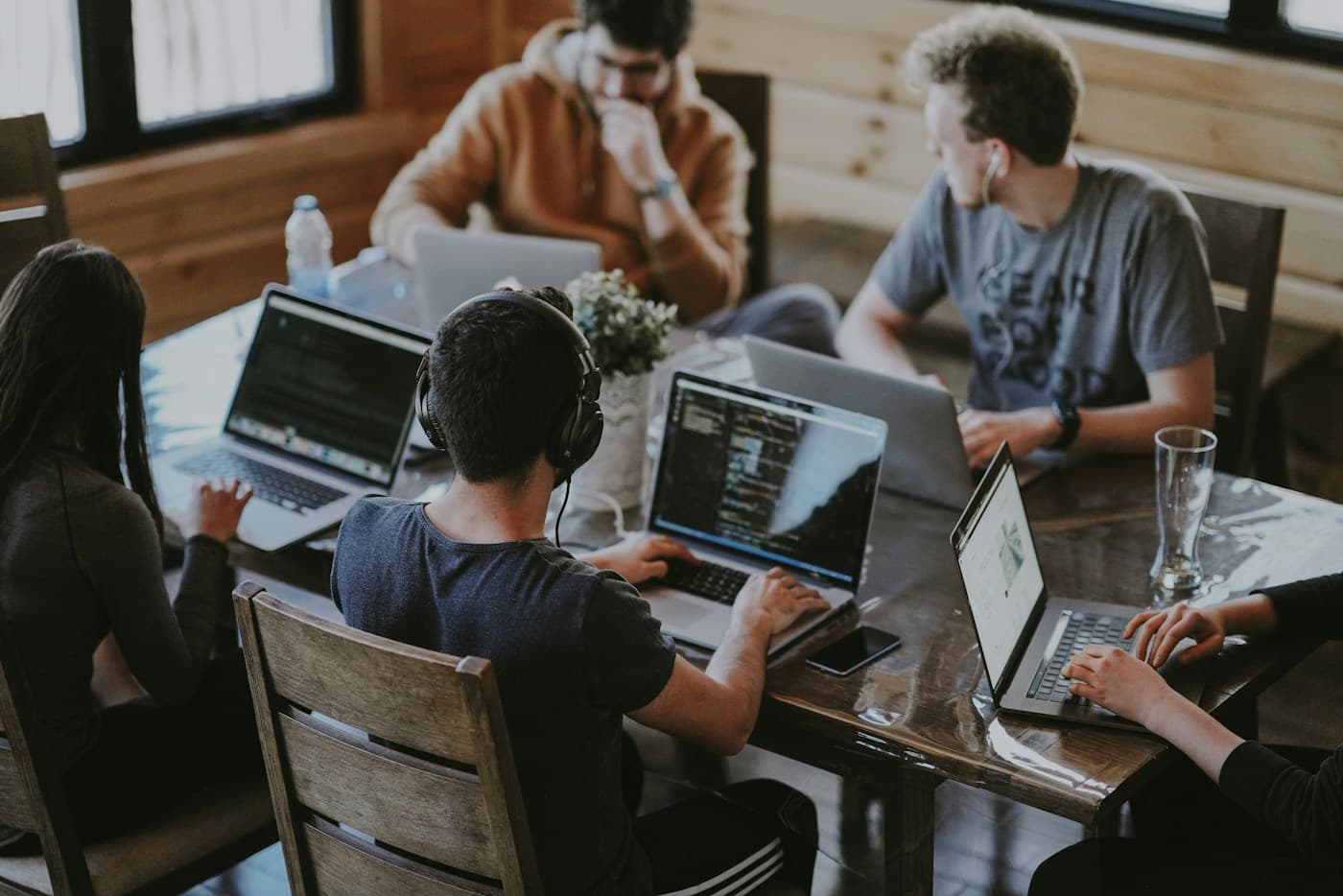 A small team working together